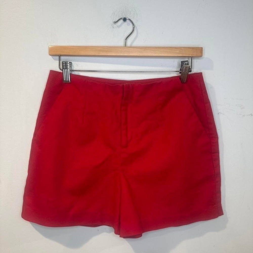 Zara Basic Collection Red high-waisted short, hidden zipper, pockets Small / 06